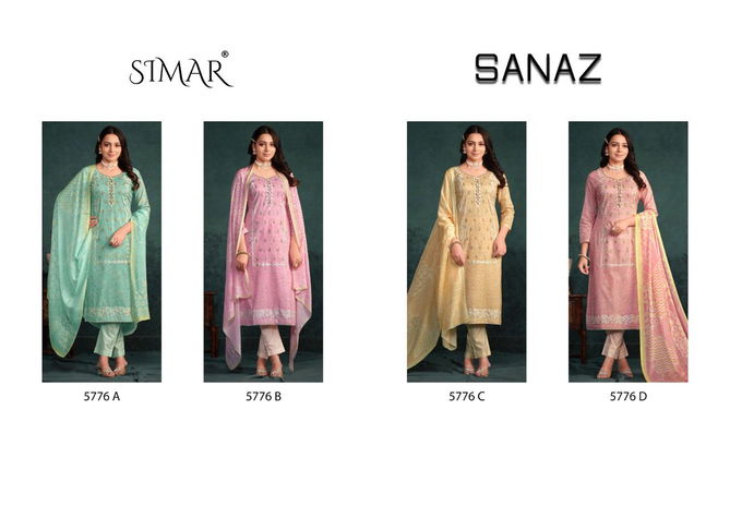 Sanaz Glossy By Simar Digital Printed Embroidery Cotton Dress Material Wholesale Market In Surat
